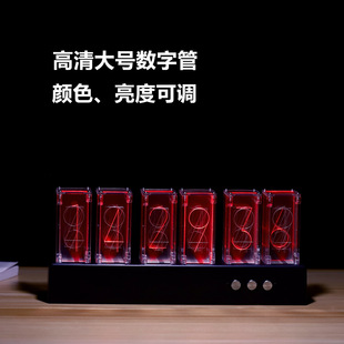 拟辉光管时钟LED座钟客厅摆钟RGB夜光创意桌面数字台钟表-阿里巴巴
