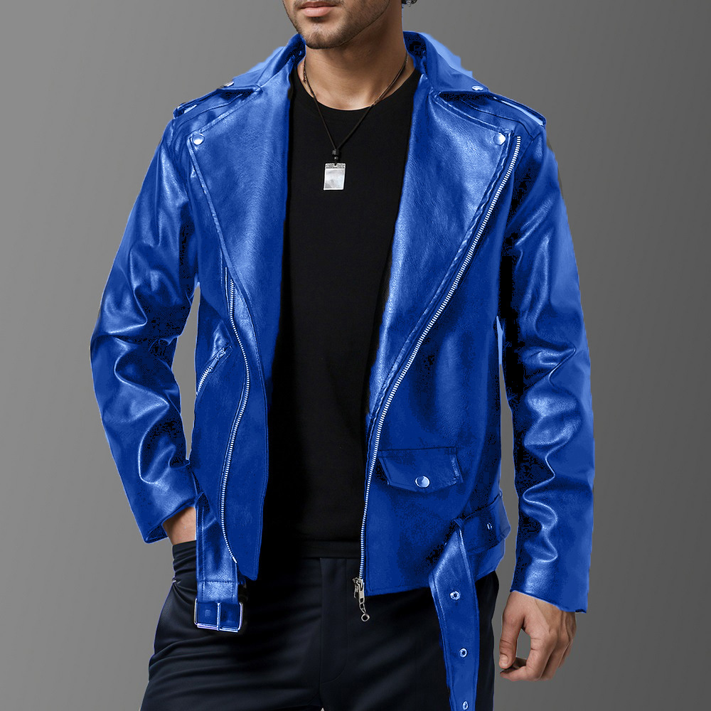 Men's Slim Fit Leather Jacket Lapel Biker Style For Autumn Winter_voghion.com
