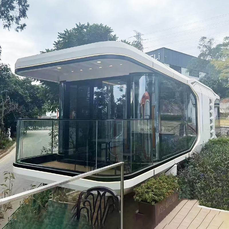 Villa de aluminio ecológico al aire libre calle comercial móvil caja de venta de contenedores sitio de construcción de alta gama casa móvil cápsula espacial