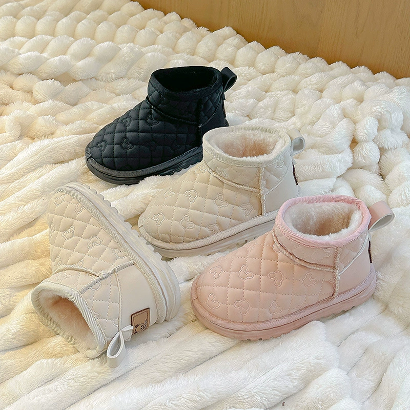 Девушка Академия ветра хлопчатобумажные сапоги 2024 зимние новые детские хлопковые туфли CUHK, бархатные утолщенные теплые сапоги для мальчиков