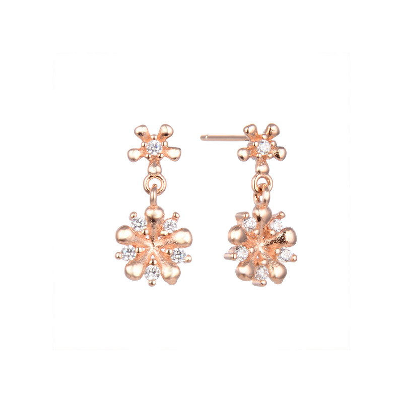 Las mujeres elegantes pendientes de hadas estupendas estilo japonés y coreano s925 pendientes de flores incrustadas de diamantes de plata estilo simple accesorios personalizados