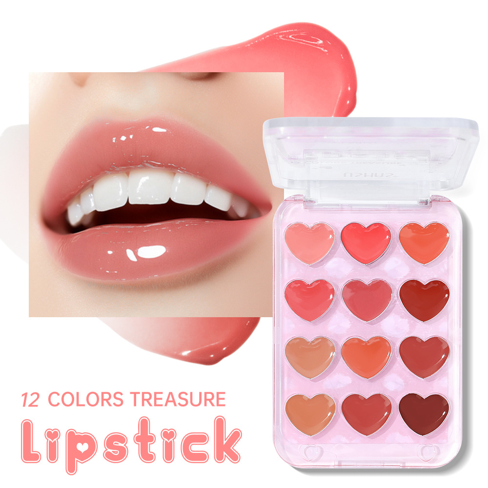 USHAS Amazon Disco de lápiz labial multicolor transfronterizo Maquillaje desnudo natural Lápiz labial Disco de brillo de labios UC095