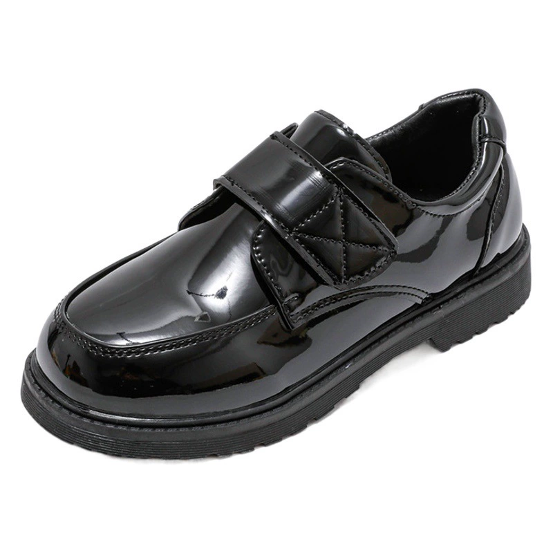 Детская кожаная обувь для мальчиков весна и осень 2025 новый британский стиль черный школьник школьное шоу обуви
