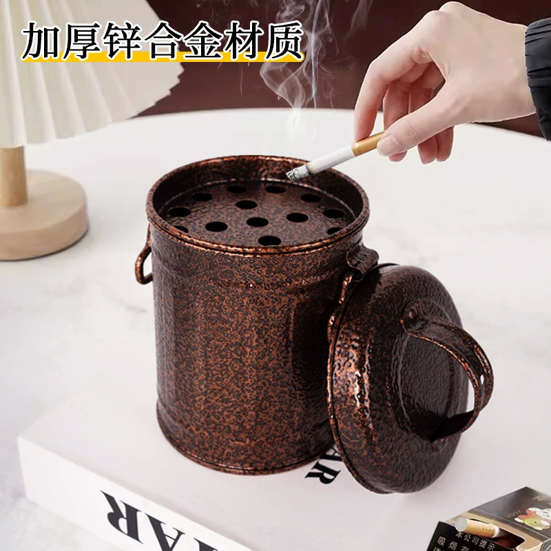 Источник Завод Оцинкованный чугун типа пепельница столешница ретро металлическая пепельница выходное ведро с крышкой