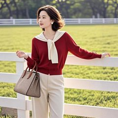 披肩针织衫套装裤女2025新款气质女神范显瘦韩里韩气两件套装秋季