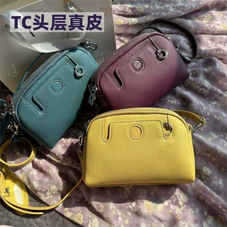 TC纹头层真皮女包迷你零钱包2025年新款口红包包真牛皮单肩斜挎包