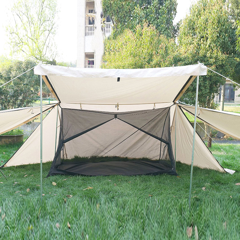 户外复古露营天幕帐篷户外露营帐篷平顶帐篷蒙古包日本帐篷