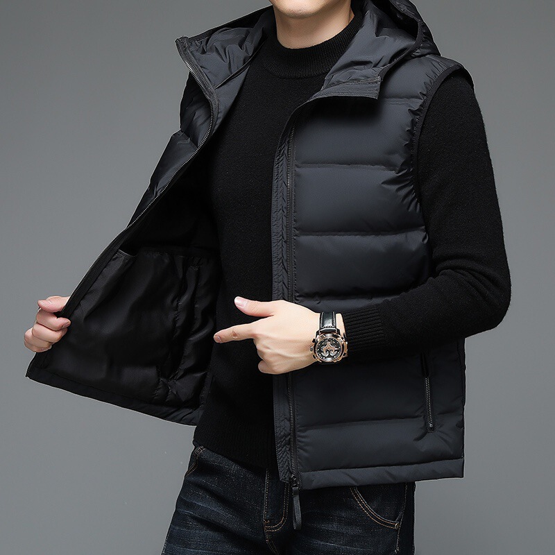 New 2025 Adidas-Style Lightweight Hooded down Jacket Vest Autumn and Winter Korean Version Casual Plus-Size Short Coat 90% down