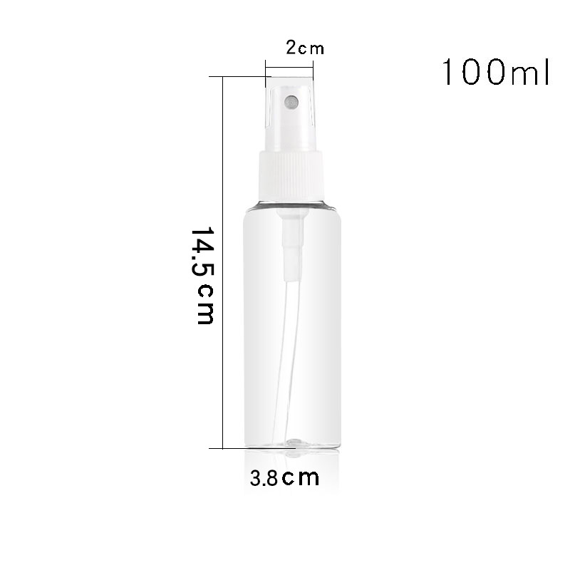 Botellas vacías en stock de 30ml, 50ml y 100ml, botellas de spray con pulverización fina lateral, botellas de plástico hidratantes recargables, botellas de spray.