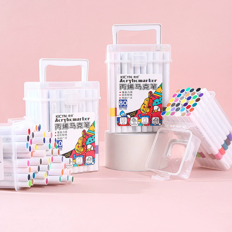 Акриловый маркер, 24 цвета, быстросохнущая акварельная ручка, детская художественная керамическая каменная граффити-живопись, бесплатная пресс-кисть