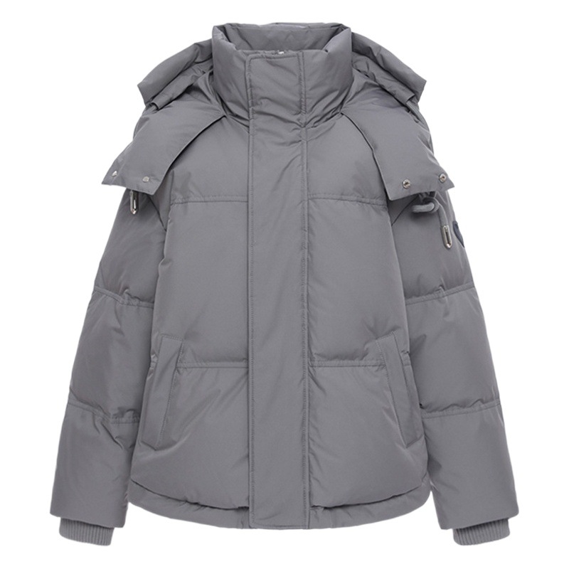 ダウンジャケット女性のフード付きショート 2025 冬の新カレッジスタイル厚みのあるカジュアルルーズ暖かいジャケット男性と女性用