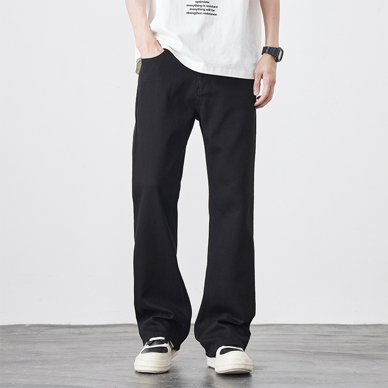 Black Stretch Denim Flared Jeans, New Spring/Summer Lyocell Tencel Jeans, American High Street Style, Drapey Flared Pants