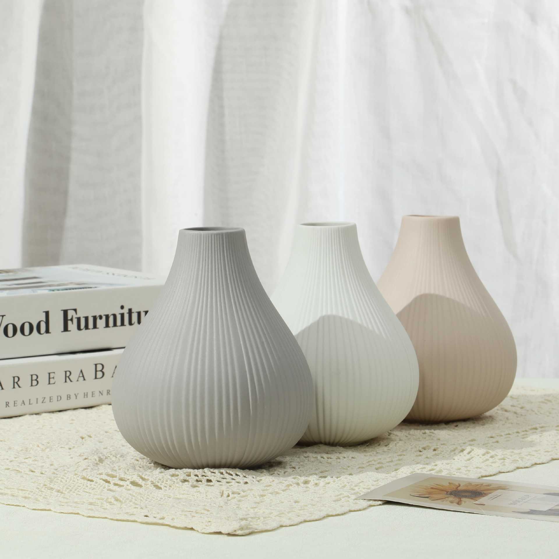 Ins Nórdica creativa decoración del hogar vasijas de cerámica adornos minimalistas vasijas de sala de estar flores secas vasijas de arte