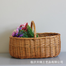 柳编手提篮干花篮礼品篮藤编收纳篮手提购物篮户外野餐篮杂物篮