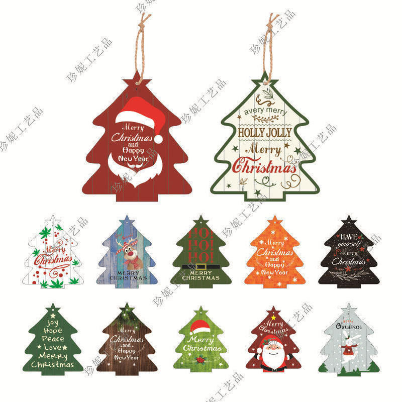 Home Creative Wooden Christmas Tree Pendant Decoration Accessories Christmas Decoration diy Wood Piece Wooden Craft Hanging Ornaments