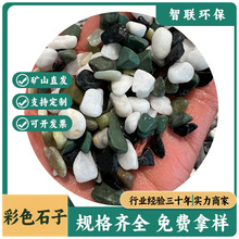 定制五彩石地坪材料水洗石水磨石园林装饰鹅卵石铺路石头彩色石子