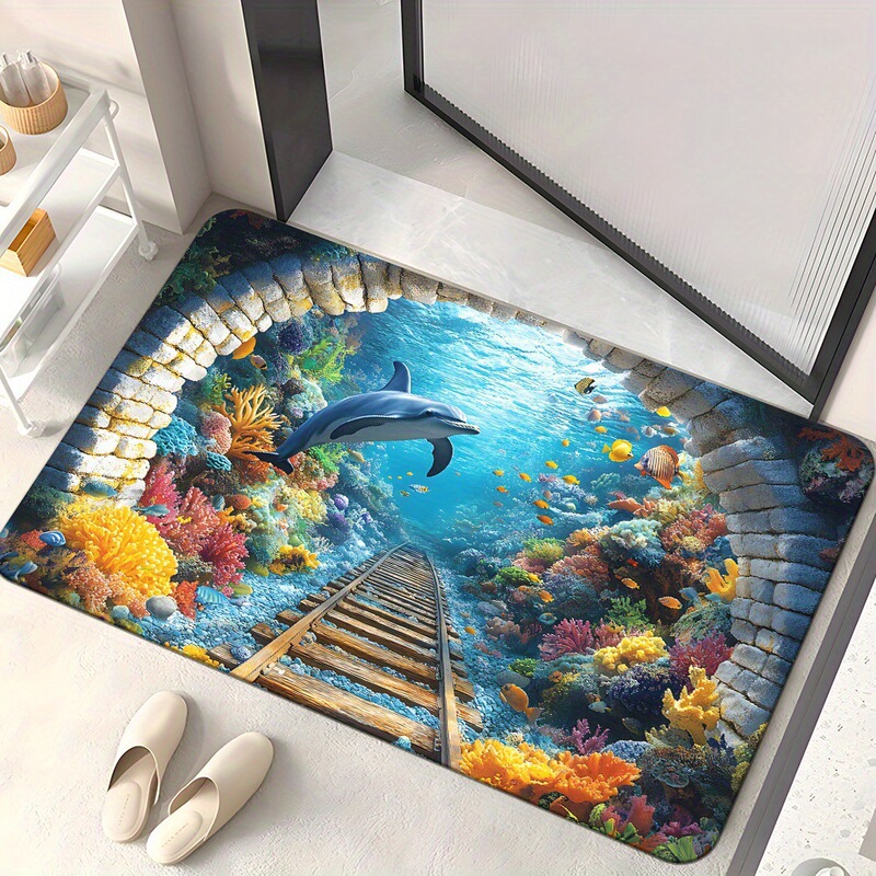 Amazon バスルームフロアマット 3D ビジュアルオーシャンフロアマット浴室吸収性フロアマット玄関ドアマット卸売|undefined