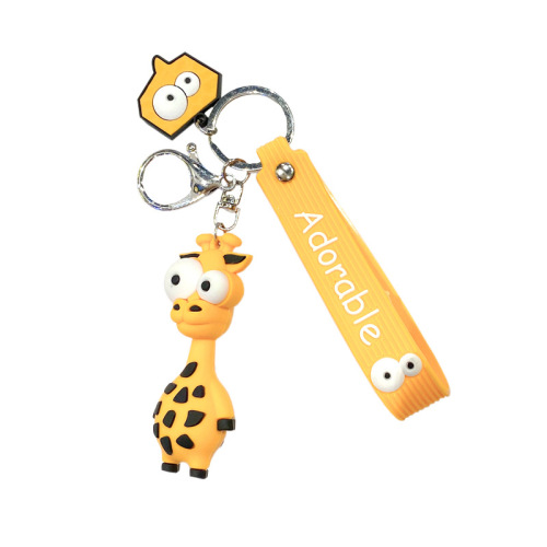 Cartoon animal giraffe keychain car key chain ring creative school bag pendant pendant cute gift wholesale