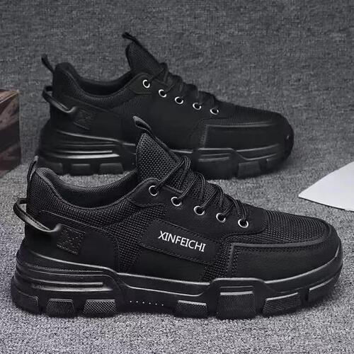 New Men's Slip-Resistant Work Shoes, Durable, Sporty, Casual, Black Trendy Board Shoes, Breathable, Spring Safety, Waterproof