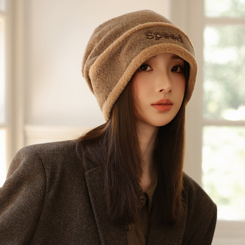 Cappello turbante versatile in stile coreano da pescatore, per esterni, autunno inverno, per donna, con ampia circonferenza della testa, che snellisce il viso._voghion.com