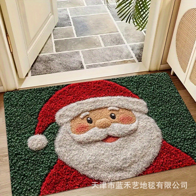 跨境temu毛线系列圣诞节入户玄关门垫水晶绒卧室床边装饰地垫现货|undefined