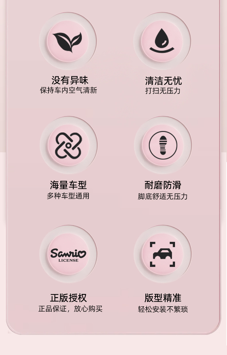 Kitty Car Floor Mats Large Surround Cartoon Cute Floor Mats Girls Pink Suitable for Xiaomi Su7 Byd