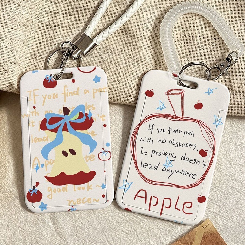 Food card, Apple, Instagram card holder, student campus ID, bus and campus card, keychain, access control protective case, for women Food card, Apple, Instagram card holder, student campus ID, bus and campus card, keychain, access control protective case, for women
