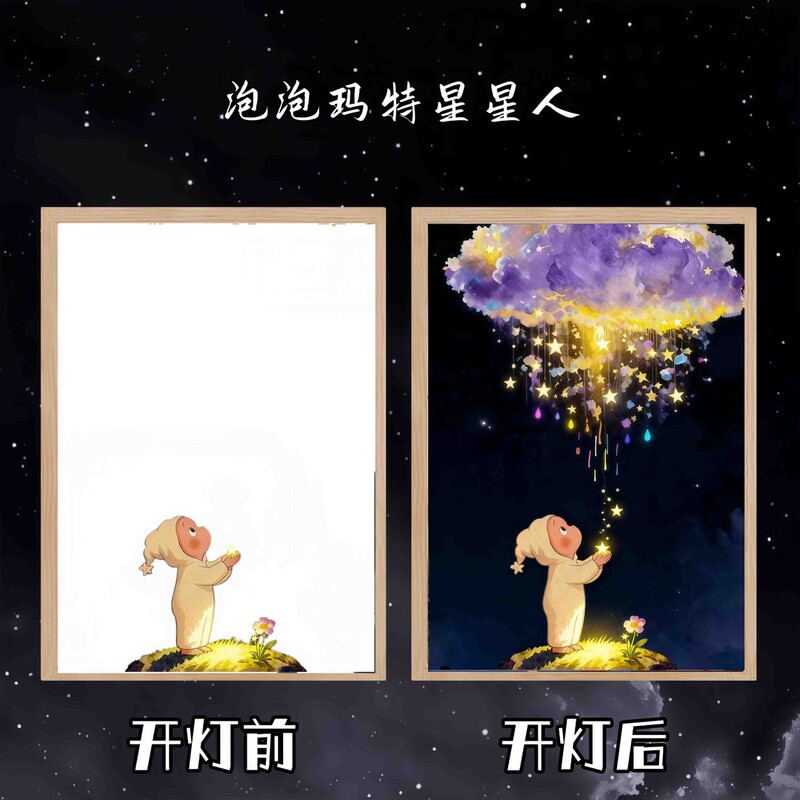 Creative Star Man Light Painting Photo Frame Starry Night Light Star Man Decorative Ornament Children's Room Photo Frame Decoration