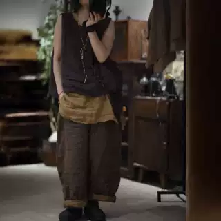 SN283亚麻复古混搭内搭背心