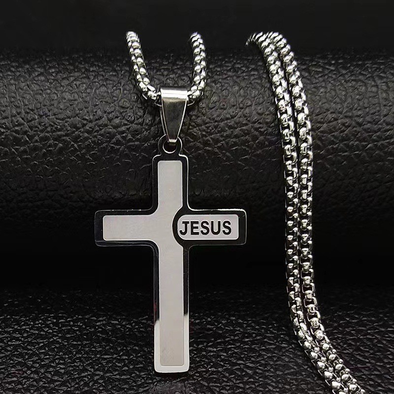 JESUS 크로스 스틸 체인