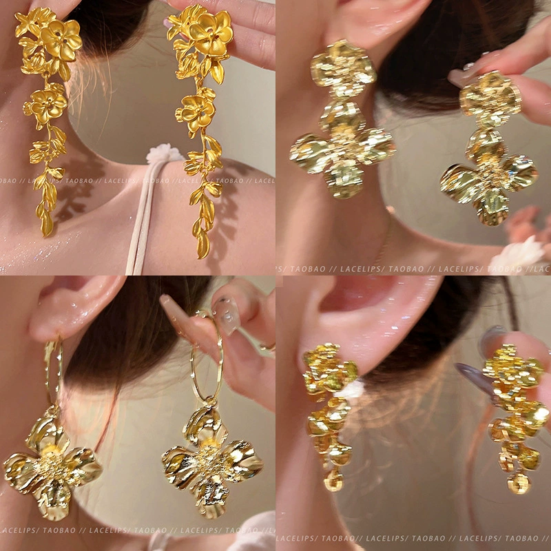 Серебряная игла, серьги, цветок, проба серебра 925, стиль легкой роскоши, микрореставрация