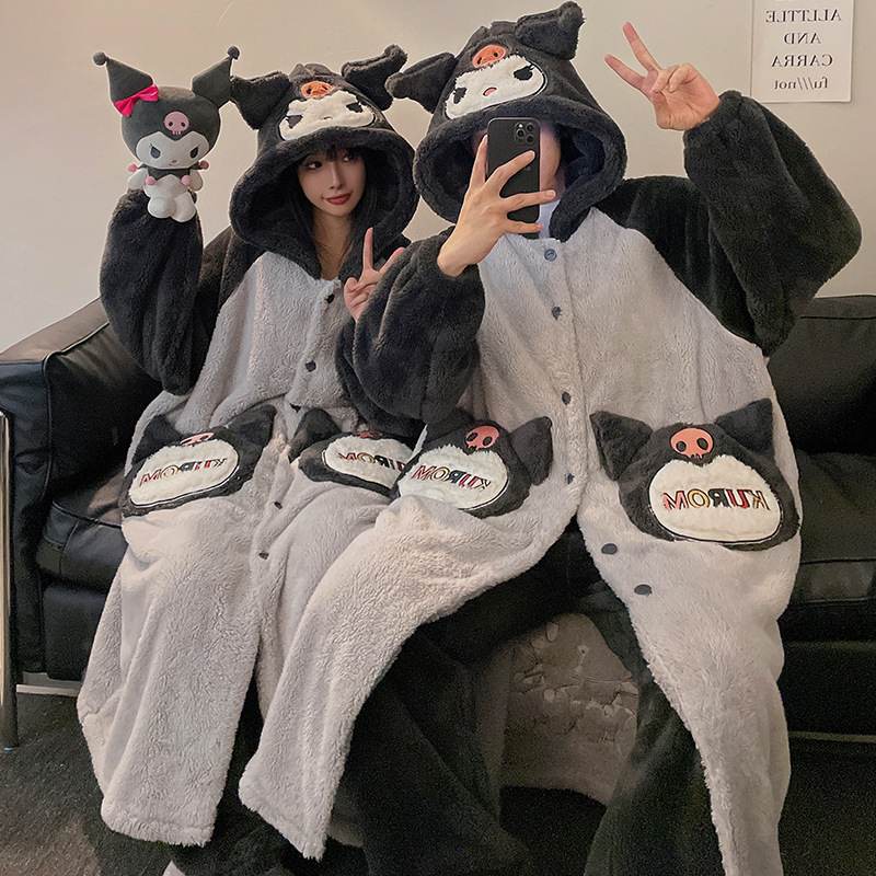 2024 pareja pijama mujer otoño invierno coral lana larga bata de baño de tamaño grande para hombres y mujeres abrigo abrigo conjunto de ropa para el hogar