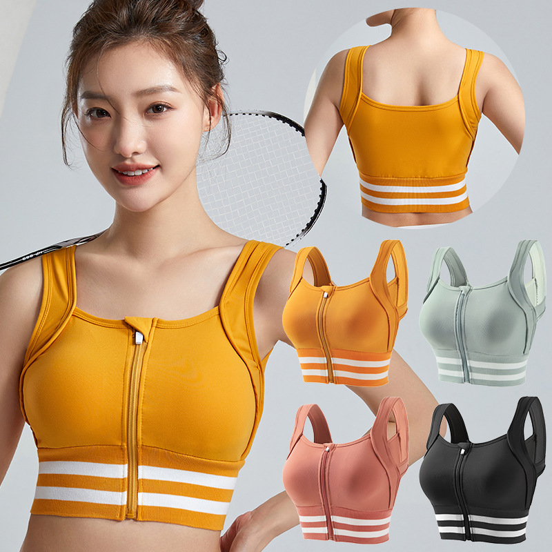 Customized Free-To-Wear Front Zipper Sports Bra, Push-Up, Lift and Lock Secondary Breasts, Built-In Chest Pad, Fitness Vest for Women