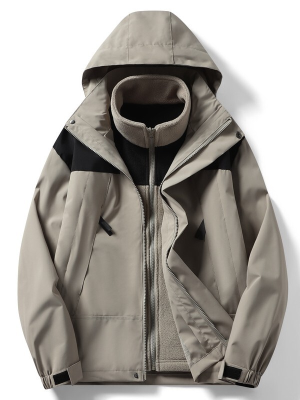 卸売ジャケット スリーインワン取り外し可能な防水防風登山ハイキングジャケット男性と女性のチームロゴカスタマイズ|undefined