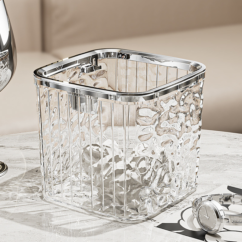 Light Luxury Desktop Cosmetics Storage Box Jewelry Hair Band Hairpin High-End Dust-Proof Pop-Up Storage Bucket Desktop Trash Can Light Luxury Desktop Cosmetics Storage Box Jewelry Hair Band Hairpin High-End Dust-Proof Pop-Up Storage Bucket Desktop Trash Can