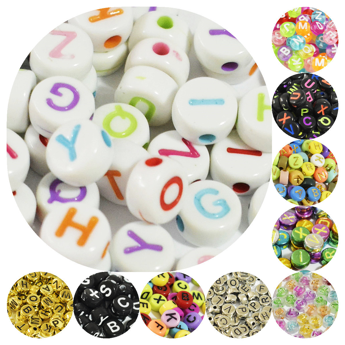 Acrylic children's beads with letters heart-shaped