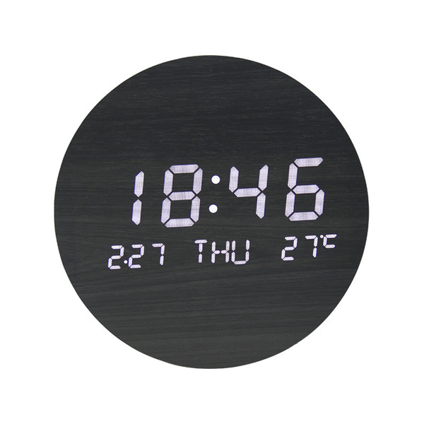Factory wholesale creative LED wooden round clock fashion electronic…