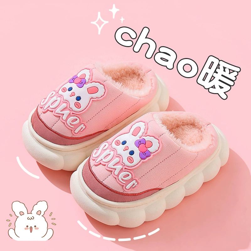 Детские хлопчатобумажные тапочки теплые и плюшевые девушки зимой