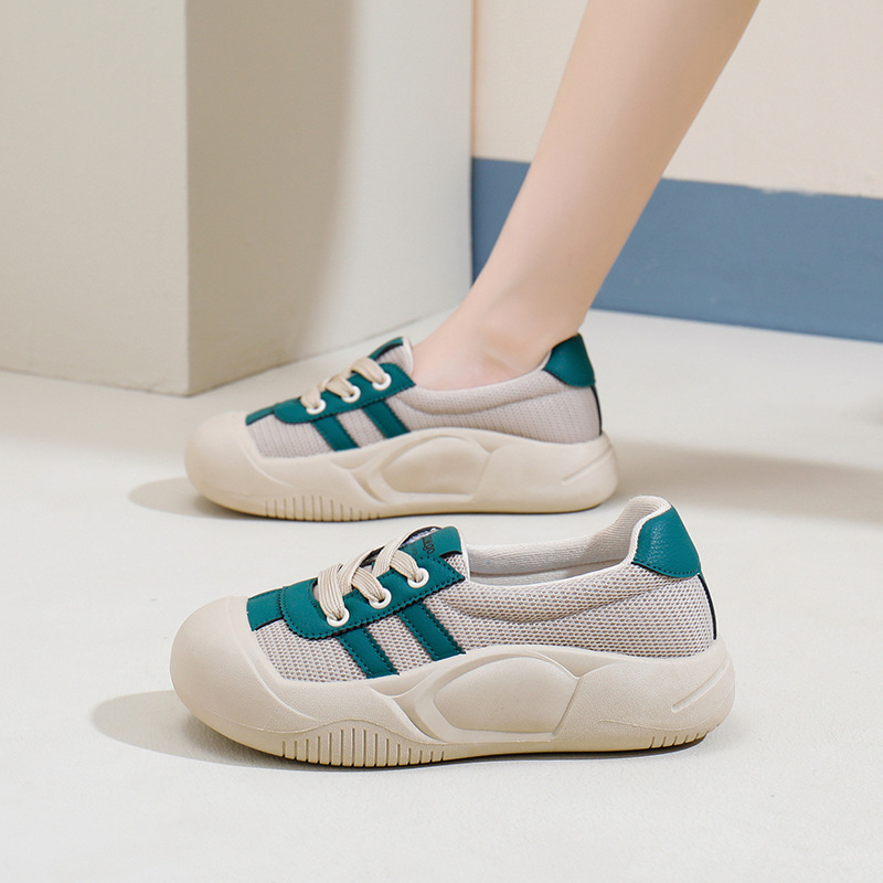 2024 verano nueva versión coreana ins blanco transpirable para mujeres, zapatos de tabla casuales de caña baja, zapatos de bizcocho de suela gruesa_voghion.com