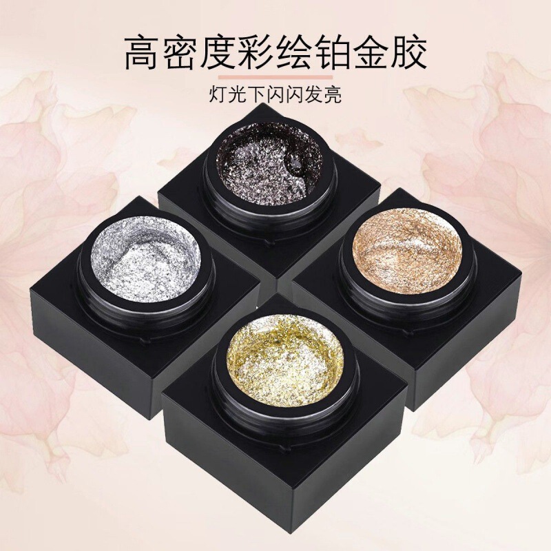 Flash nail art Japanese platinum glue pull line painted nail glue 2024 new canned high density bright metal glue