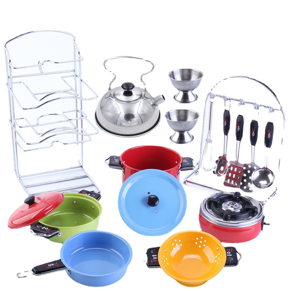 High-end paint children play house mini kitchen toys stainless steel simulation tableware game role Children's Fun play