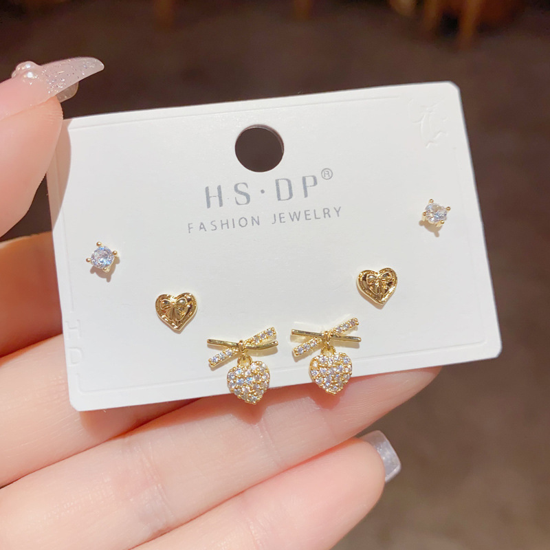 Holiday, Tea Party Occasion 1 Set Simple Style Shiny Heart Shape Copper 14K Gold Plated Drop Earrings Ear Studs