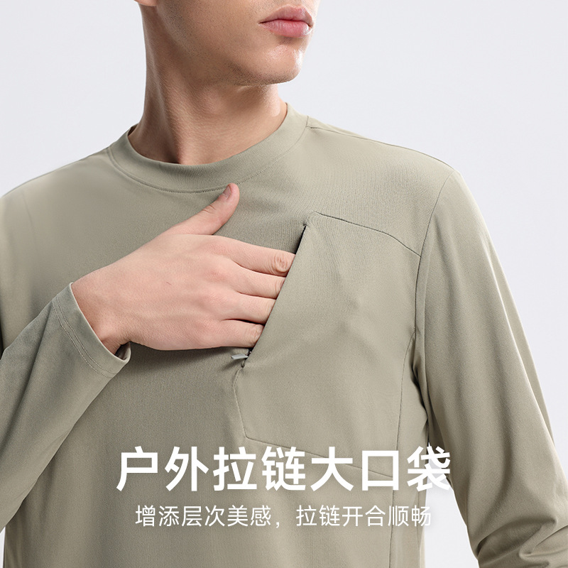 Dijia con suéter de secado rápido absorbente de cuello redondo urbano de viaje transpirable hombre de manga larga primavera otoño invierno ciclismo al aire libre