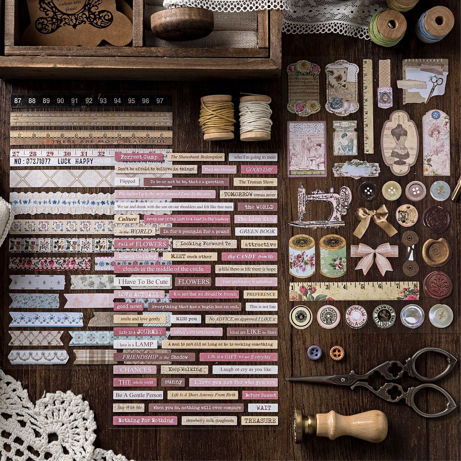 Colección de pegatinas de colección grande de papel de tela de poesía de azúcar, serie de colección de recuerdos, pegatinas de material de base de cuenta manual de ins retro