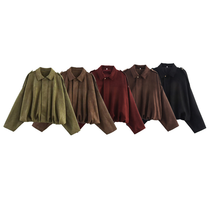 Amazon Wholesale New Autumn and Winter Women's Versatile Imitation Suede Effect Bomber Jacket 4344655