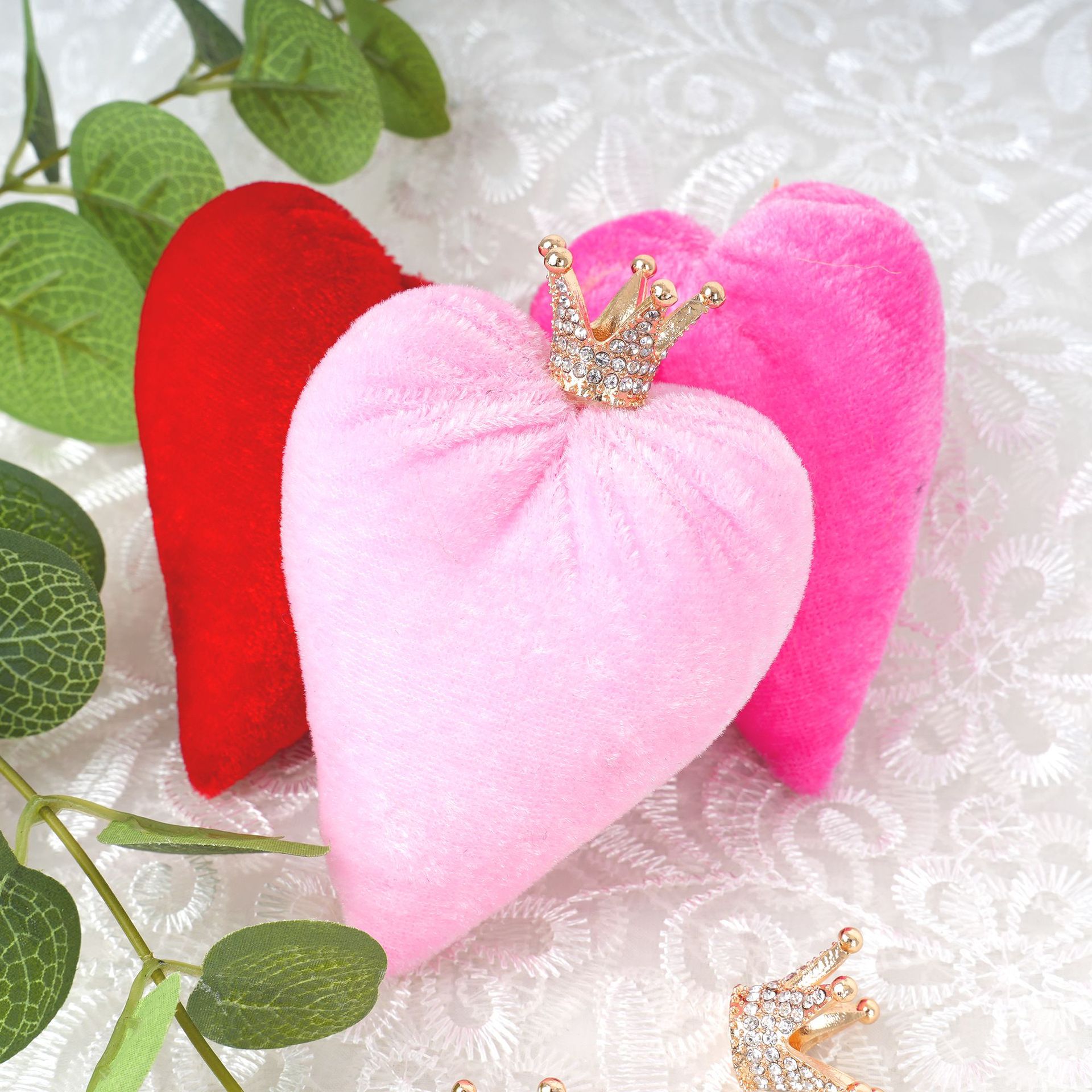 跨境热销绒布爱心充棉装饰摆件 欧美情人节派对家居托盘装饰品