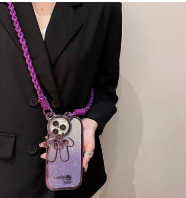 Tejido oblicuo colgante púrpura lazo solapa oso ynj