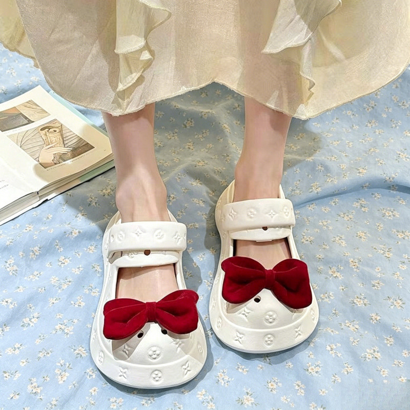 Cute Bow-Knot Clogs for Women, 2025 Summer New Style, Cute and Versatile Beach Closed-Toe Sandals for Women