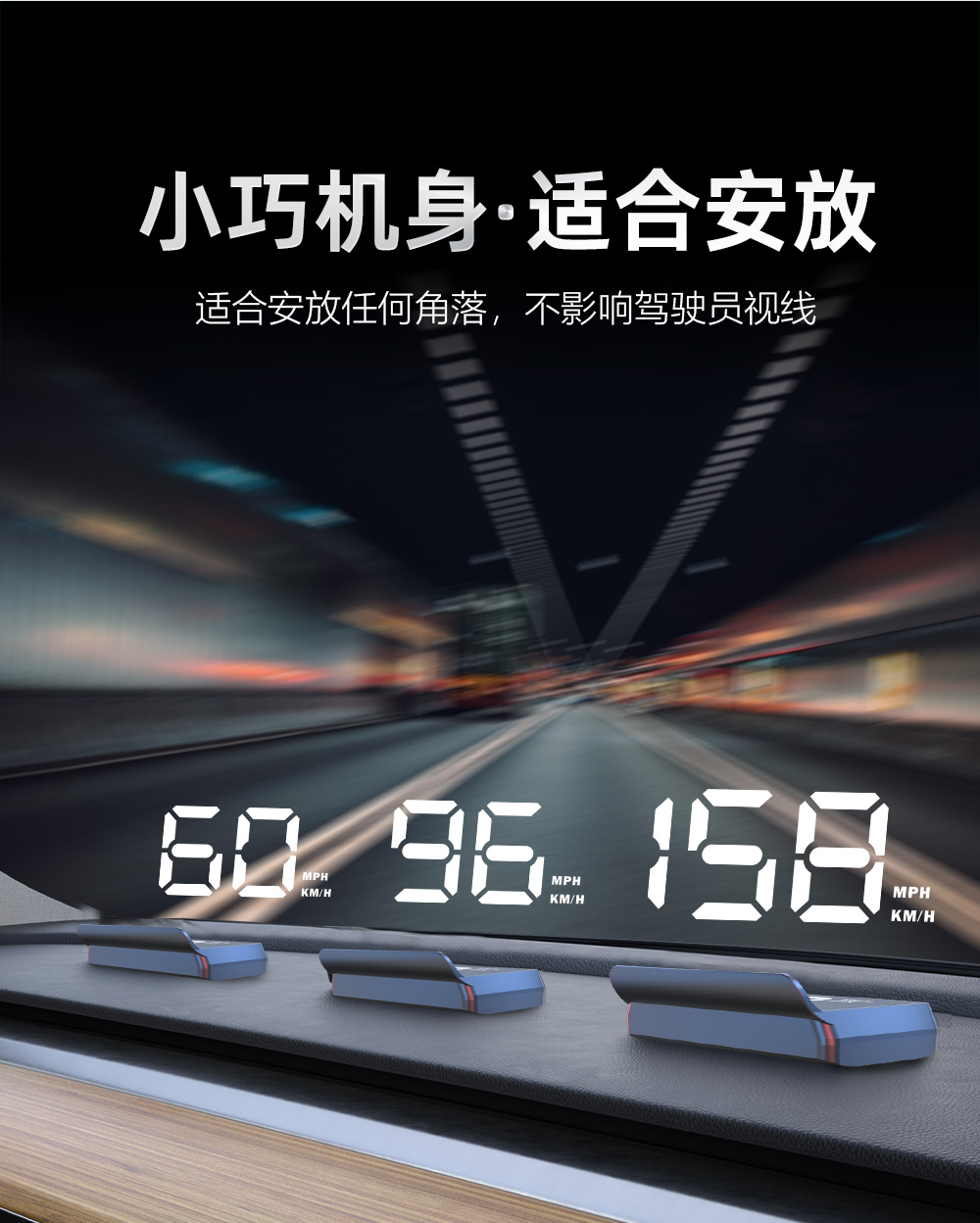 W2 Hd Projector Car Hud Head-Up Display Speed Adjustable Car Universal Beidou Gps Speed Display
