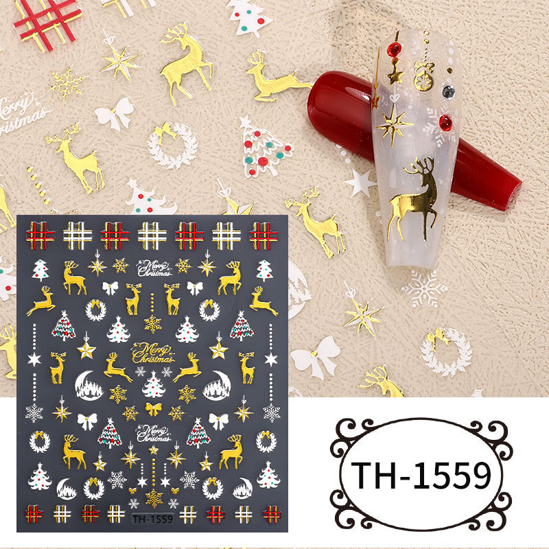 Zhengxiang 新しいインターネット有名人クリスマスネイルアートステッカー DIY ネイルアートデカールクロスボーダー雪だるまクリスマスツリー INS ネイルステッカー|undefined